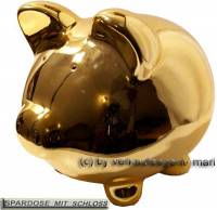 Sparschwein Spardose in Gold Gro� Neu mit Spiegel- Effekt Ma�e ca.: L= 22cm ! Sonderverkauf ! 188d - Bild vergr��ern 