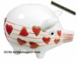 Sparschwein mit Dekor Herzen 1a Spardose Keramik Schloss Ma&szlig;e ca: 16cm ! Sonderverkauf ! 210a