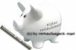 SPARSCHWEIN mit SPR&Uuml;CHE WEISS 6a Neu Spardose klein NEU Ma&szlig;e ca.: L= 13cm