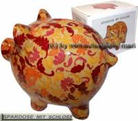 SPARSCHWEIN DEKOR BLUMEN 4 Herbst SPARDOSE KERAMIK NEU Ma�e ca.: L= 20cm - Bild vergr��ern 