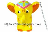 SPARDOSE ELEFANT Kinder 2 gelb KERAMIK Ma�e ca.: L= 13,5 cm - Bild vergr��ern 