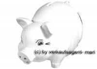 Sparschwein Spardose mit Kleeblatt Wei� Neu Ma�e ca.: L= 17cm  - Bild vergr��ern 