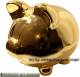 Sparschwein Spardose in Gold Gro� Neu mit Spiegel- Effekt Ma�e ca.: L= 22cm