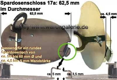 Spardosenschloss 17a: 62,5 mm