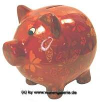 Sparschwein Dekor Schmetterling dunkelrot Keramik mit Schloss Ma�e ca: 20 cm ! Sonderverkauf ! 124a - Bild vergr��ern 