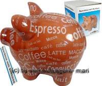 Sparschwein Kaffeedekor Design 2 Keramik mit Spardosenchloss Ma�e ca: 17 cm  ! Sonderverkauf ! 3a  - Bild vergr��ern 