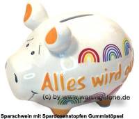 Sparschwein 3D Design Alles wird gut! Keramik Marke KCG Mae ca.: L= 12,5 cm - Bild vergrern 