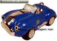 Spardose Auto Cabrio blau Keramik mit Spardosenschloss und Schlssel Mae ca.: L= 20 cm - Bild vergrern 