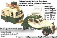 Spardose Deko Nostalgie Wohnwagen- Gepann dunkelgrn wei Metall Gummistopfen Mae ca.: L= 40 cm - Bild vergrern 