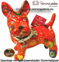 Spardose Spartier Hund Bommer orange Keramik Marke Pomme Pidou Ma�e ca.: L= 17,5 cm - Bild vergr��ern 