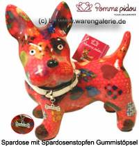 Spardose Spartier Hund Bommer rot Keramik Marke Pomme Pidou Ma�e ca.: L= 17,5 cm - Bild vergr��ern 