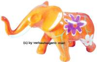 Spardose Elefant Blumen orange Keramik mit Spardosenschloss Mae ca.: L= 22 cm ! Sonderverkauf ! 52a - Bild vergrern 