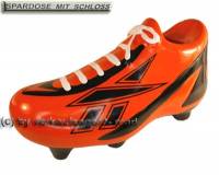 Spardose Fuballschuh orange Keramik mit Spardosenschloss & Schlssel Mae ca.: L= 21 cm - Bild vergrern 