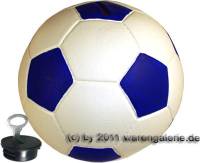 Spardose Fuball wei/ blau mit Spardosenschloss und Spardosenschlssel Mae ca.: = 15,5 cm - Bild vergrern 