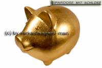 Sparschwein Gold Farbe aus Ton mit Spardosenschloss Mae ca.: L= 17 cm ! Sonderverkauf ! 137a - Bild vergrern 