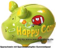 Sparschwein 3D Design Happy Camper hellgrn Keramik Marke KCG Mae ca.: L= 12,5 cm - Bild vergrern 