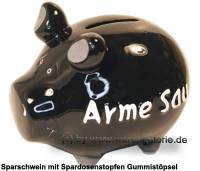 Sparschwein 3D Design Arme Sau schwarz Keramik Marke KCG Ma�e ca.: L= 12,5 cm - Bild vergr��ern 