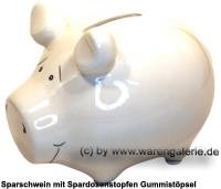 Sparschwein Blanko wei ohne Beschriftung Keramik Marke KCG Mae ca.: L= 12,5 cm - Bild vergrern 