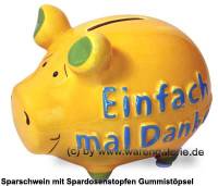Sparschwein 3D Design Einfach mal Danke gelb Keramik Marke KCG Ma�e ca.: L= 12,5 cm - Bild vergr��ern 