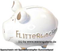 Sparschwein �Flitterwochen�  wei� � modernes KCG 3D Keramik-Design Ma�e ca.: L= 12,5 cm - Bild vergr��ern 