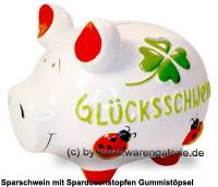 Sparschwein 3D Design Glcksschwein mittel wei mittelgro Keramik Marke KCG Mae ca.: L= 17 cm - Bild vergrern 