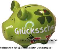 Sparschwein 3D Glcksschwein Neues Design grn Keramik Marke KCG Mae ca.: L= 12, 5 cm - Bild vergrern 