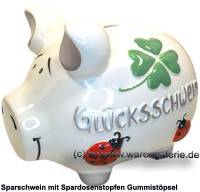 Sparschwein 3D Design Glcksschwein wei mittelgro Keramik Marke KCG Mae ca.: L= 17 cm - Bild vergrern 