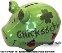 Sparschwein 3D Design Glcksschwein grn Keramik Marke KCG Mae ca.: L= 12,5 cm - Bild vergrern 