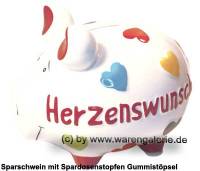 Sparschwein 3D Design �Herzenswunsch- wei�/ bunt mittelgro� Keramik Marke KCG Ma�e ca.: L= 17 cm - Bild vergr��ern 