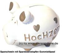 Sparschwein 3D Design Hochzeit wei klein Keramik Marke KCG Mae ca.: L= 12,5 cm - Bild vergrern 