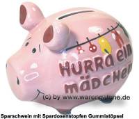Sparschwein 3D Design Hurra ein M�dchen rosa klein Keramik Marke KCG Ma�e ca.: L= 12,5 cm - Bild vergr��ern 