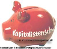 Sparschwein 3D Design Kapitalistenschwein rot Keramik Marke KCG Ma�e ca.: L= 12,5 cm - Bild vergr��ern 