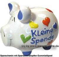 Sparschwein 3D Design Kleine Spende wei mittelgro Keramik Marke KCG Mae ca.: L= 17 cm - Bild vergrern 