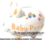 Sparschwein 3D Design Baby-Party wei� Keramik Marke KCG Ma�e ca.: L= 12,5 cm - Bild vergr��ern 
