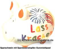 Sparschwein 3D Design Lass Krachen! wei Keramik Marke KCG Mae ca.: L= 12,5 cm - Bild vergrern 