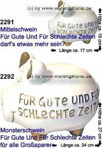 Sparschwein 3D Design Fr Gute Und Fr..... wei Marke KCG Gre whlen Mae ca.: L= 17 cm bis 34 cm - Bild vergrern 