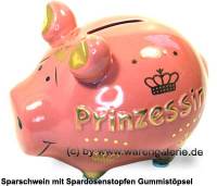 Sparschwein 3D Design Prinzessin rosa Keramik Marke KCG Mae ca.: L= 12,5 cm - Bild vergrern 