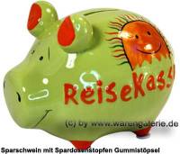 Sparschwein 3D Design Reisekasse gr�n Keramik Marke KCG Ma�e ca.: L= 12,5 cm - Bild vergr��ern 