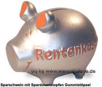 Sparschwein 3D Design Rentenkasse silberfarben Keramik Marke KCG Ma�e ca.: L= 12,5 cm - Bild vergr��ern 