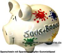 Sparschwein 3D Design Saus + Braus wei mittelgro Keramik Marke KCG Mae ca.: L= 17 cm - Bild vergrern 