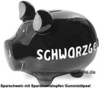 Sparschwein 3D Design Schwarzgeld schwarz mittelgro Keramik Marke KCG Mae ca.: L= 17 cm - Bild vergrern 