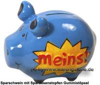 Sparschwein 3D Design �Meins!- hellblau Keramik Marke KCG Ma�e ca.: L= 12,5 cm - Bild vergr��ern 