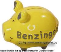 Sparschwein �Benzingeld� gelb� modernes KCG 3D Keramik-Design Ma�e ca.: L= 12,5 cm - Bild vergr��ern 