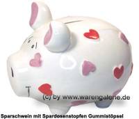 Sparschwein 3D Design �Herzchen-Schwein� wei� mittelgro� Keramik Marke KCG Ma�e ca.: L= 17 cm - Bild vergr��ern 