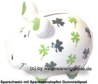 Sparschwein Kleeblatt wei Design Dekor Keramik Marke KCG Mae ca.: L= 12,5 cm - Bild vergrern 