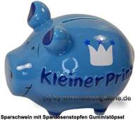 Sparschwein �Kleiner Prinz� blau � modernes KCG 3D Keramik-Design Ma�e ca.: L= 12,5 cm - Bild vergr��ern 