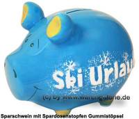 Sparschwein 3D Design Ski Urlaub hellblau Keramik Marke KCG Mae ca.: L= 12,5 cm - Bild vergrern 