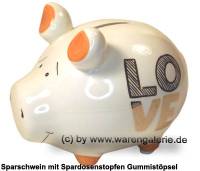 Sparschwein Dekor LOVE Goldedition wei Keramik Marke KCG Mae ca.: L= 12,5 cm - Bild vergrern 