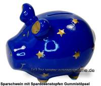 Sparschwein Design Dekor Sternenschwein blau-gold Keramik Marke KCG Ma�e ca.: L= 12,5 cm - Bild vergr��ern 