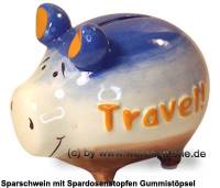 Sparschwein 3D Design Travel! bunt Keramik Marke KCG Mae ca.: L= 12,5 cm - Bild vergrern 